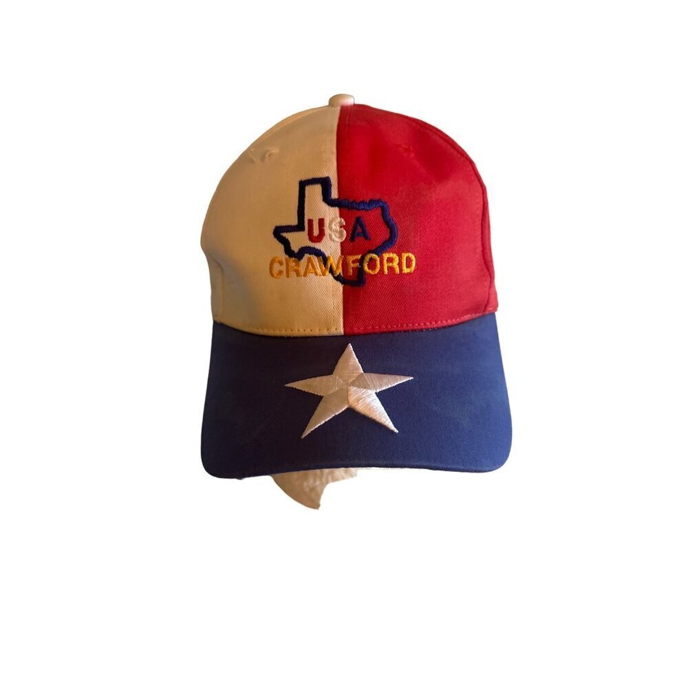 USA Crawford‎ Hat By A.T.T. Headwear Red White & Blue Star Embroidery Adjustable